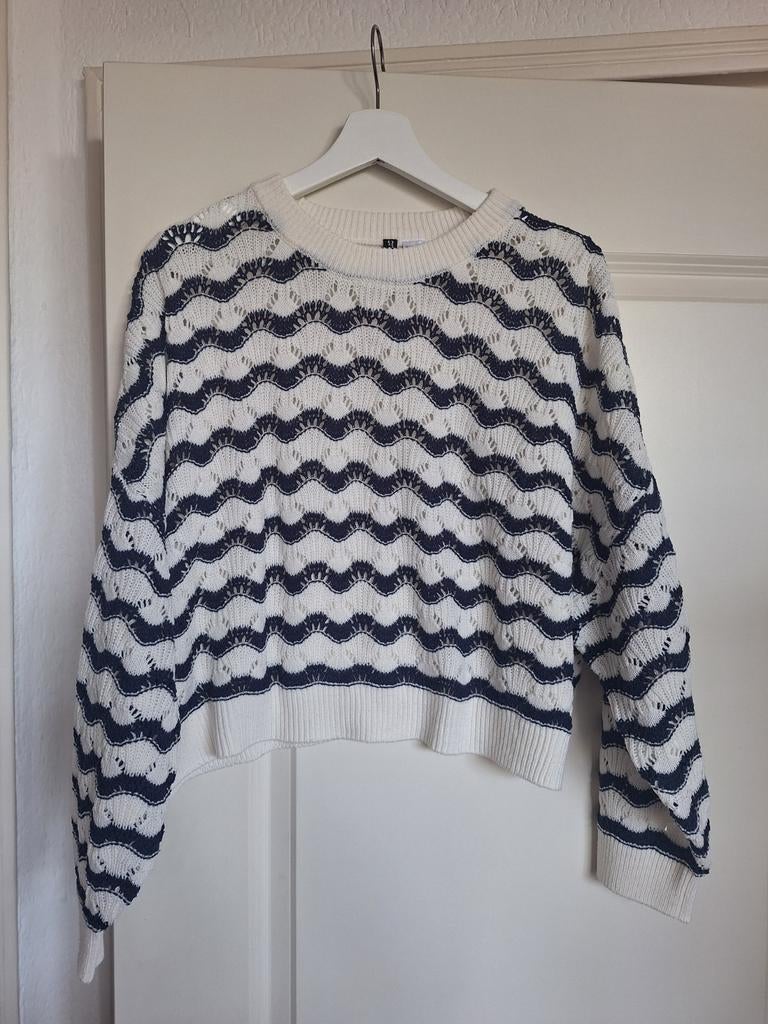 H&M Divided trui met mooi werkje, maat L, Wit, H&M Divided, Maat 42/44 (L), Ophalen of Verzenden