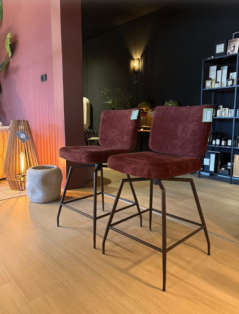 2 stuks HE Design - Barkruk Uniq - Burgundy, Huis en Inrichting, Ophalen, Draaibaar, 60 tot 90 cm, Nieuw