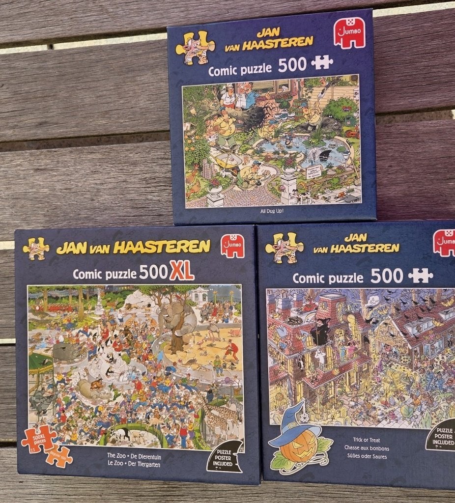 3 x puzzel van Haasteren 500 stukjes voor €15, Ophalen of Verzenden, 500 t/m 1500 stukjes, Gebruikt, Legpuzzel