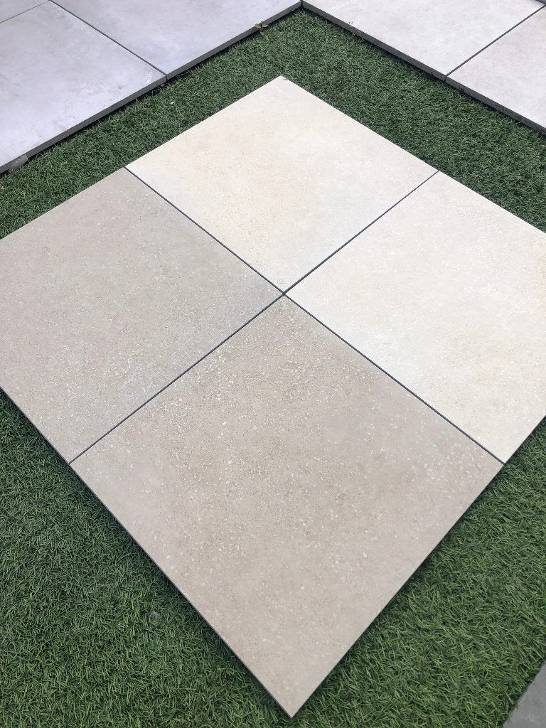 keramische terrastegels taupe en ivoor 60x60x3 1 ste keus, Keramiek, Nieuw, Ophalen of Verzenden, 10 m² of meer