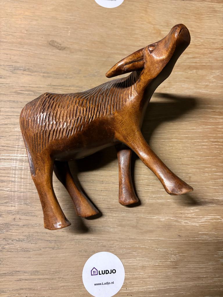 Handgesneden houten buffel beeld, Ophalen, Hout, Beeld