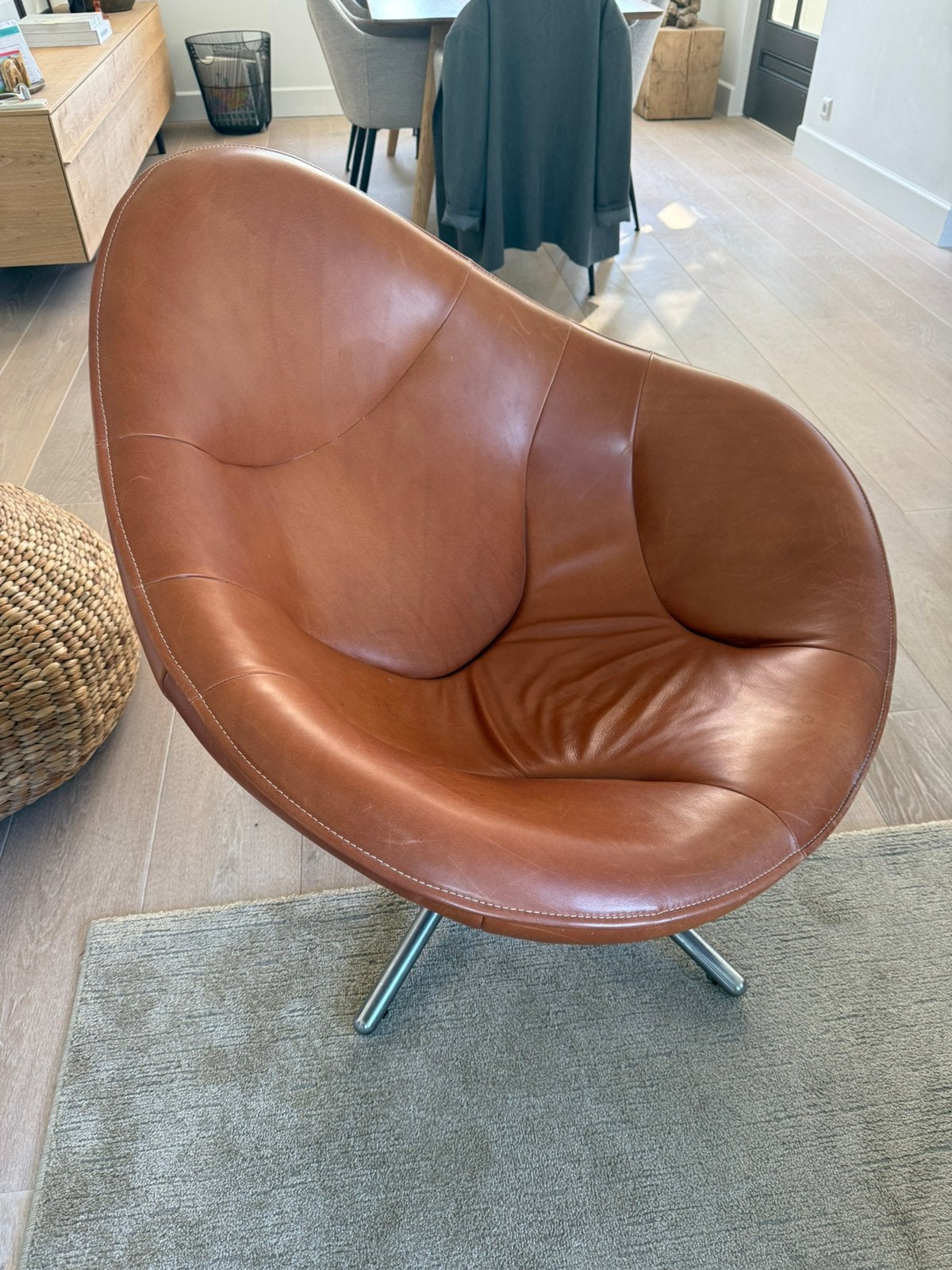 Label fauteuil., Huis en Inrichting, Fauteuils, Ophalen, Gebruikt, 75 tot 100 cm, Leer
