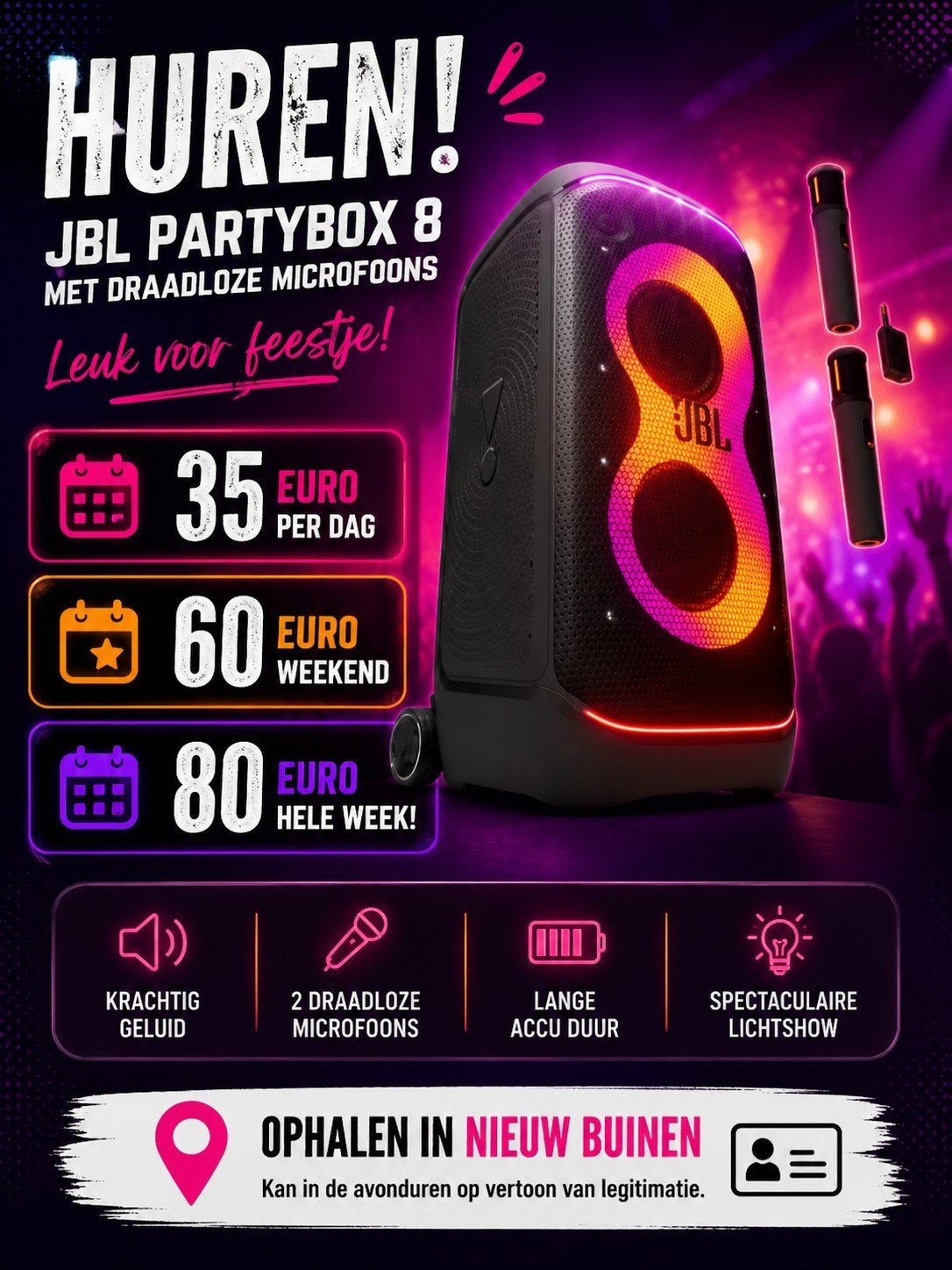 JBL party! Voor feesten, Eén persoon