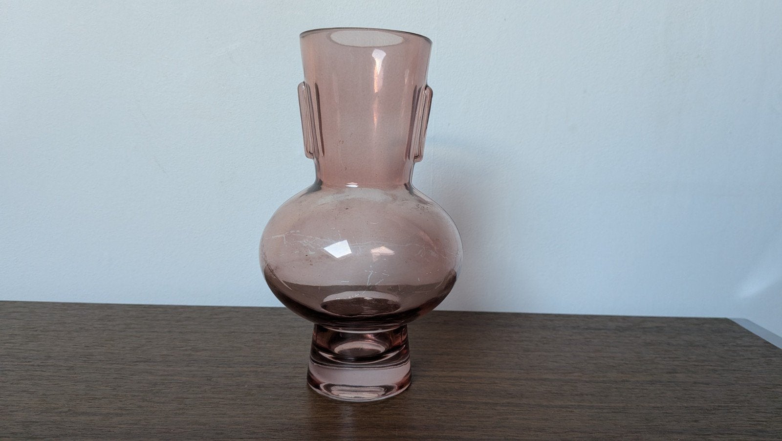 Roze Geperst Glazen Vaas, Antiek en Kunst, Ophalen of Verzenden