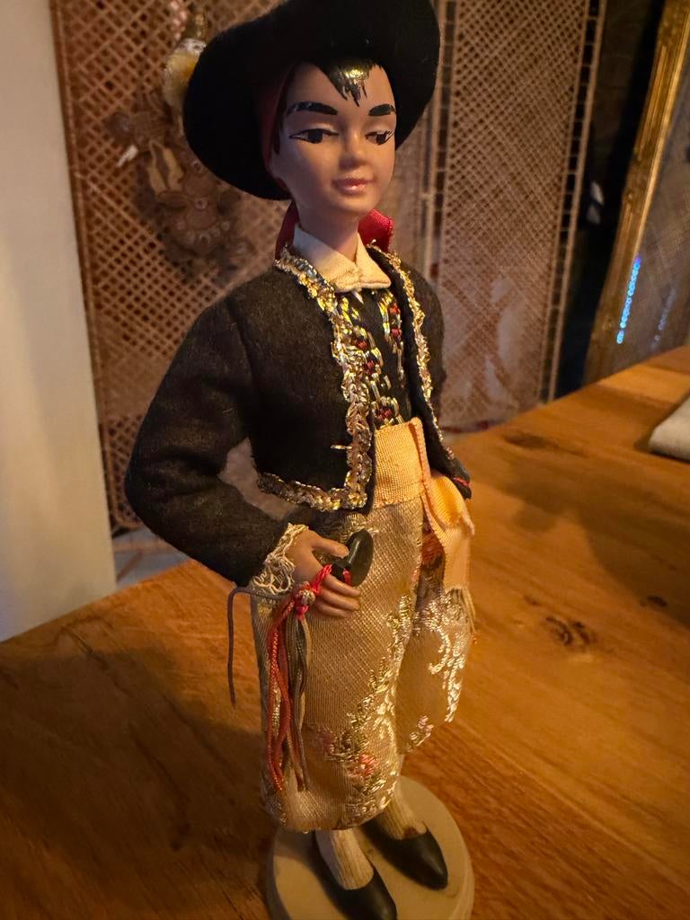 Vintage Spaanse pop in klederdracht, Verzamelen, Poppen, Ophalen of Verzenden, Gebruikt, Pop