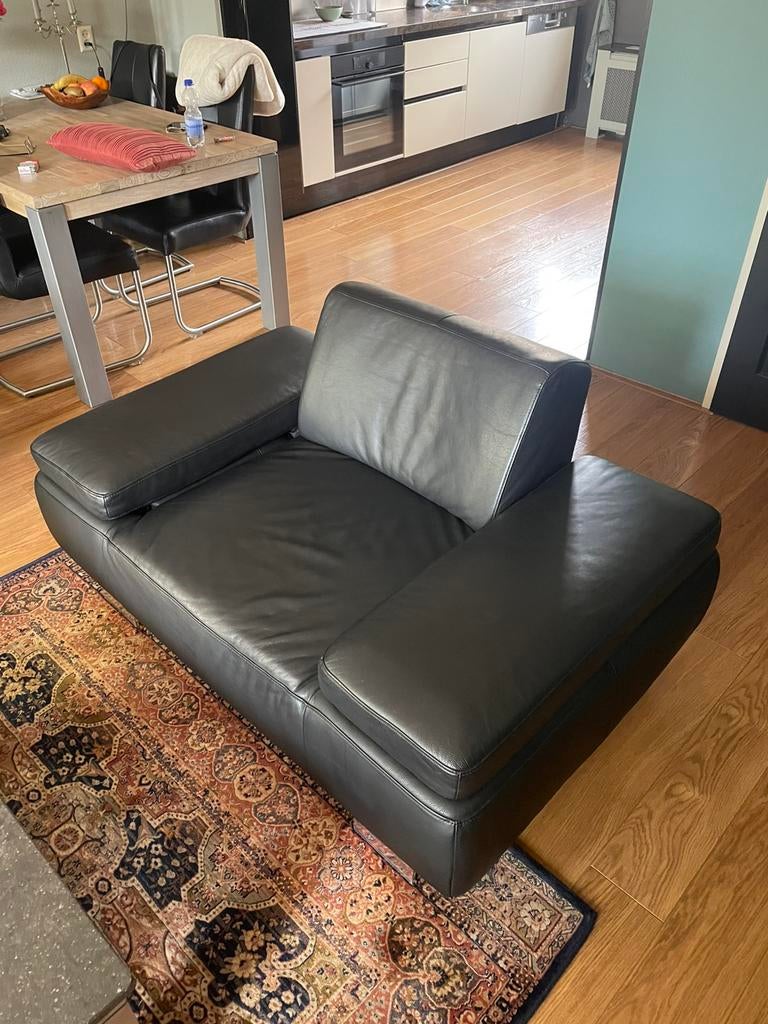 Montel lederen relax stoel zwart, Huis en Inrichting, Eenpersoons, 75 tot 100 cm, Ophalen of Verzenden, Zo goed als nieuw