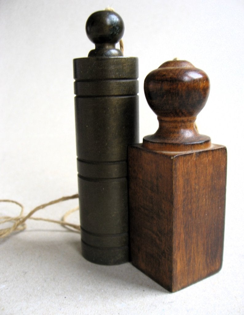 Antiek messing schietlood met hardhoudten klos, jaren 30, Ophalen of Verzenden