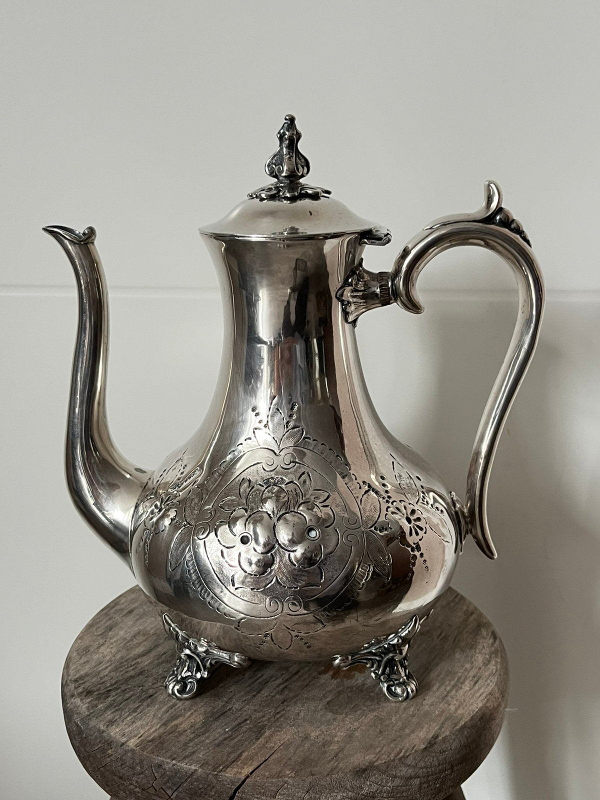 Victoriaanse verzilverde koffie- of theepot, Ophalen of Verzenden, Zilver