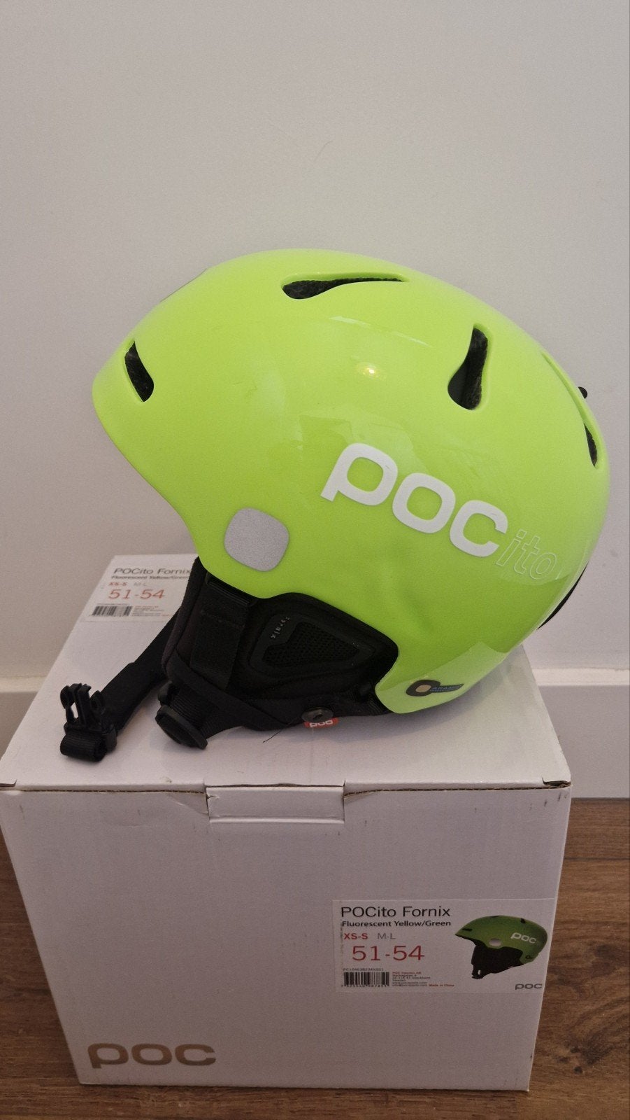 Pocito fornix skihelm fluorescerend geel/groen met skibril, Ophalen of Verzenden