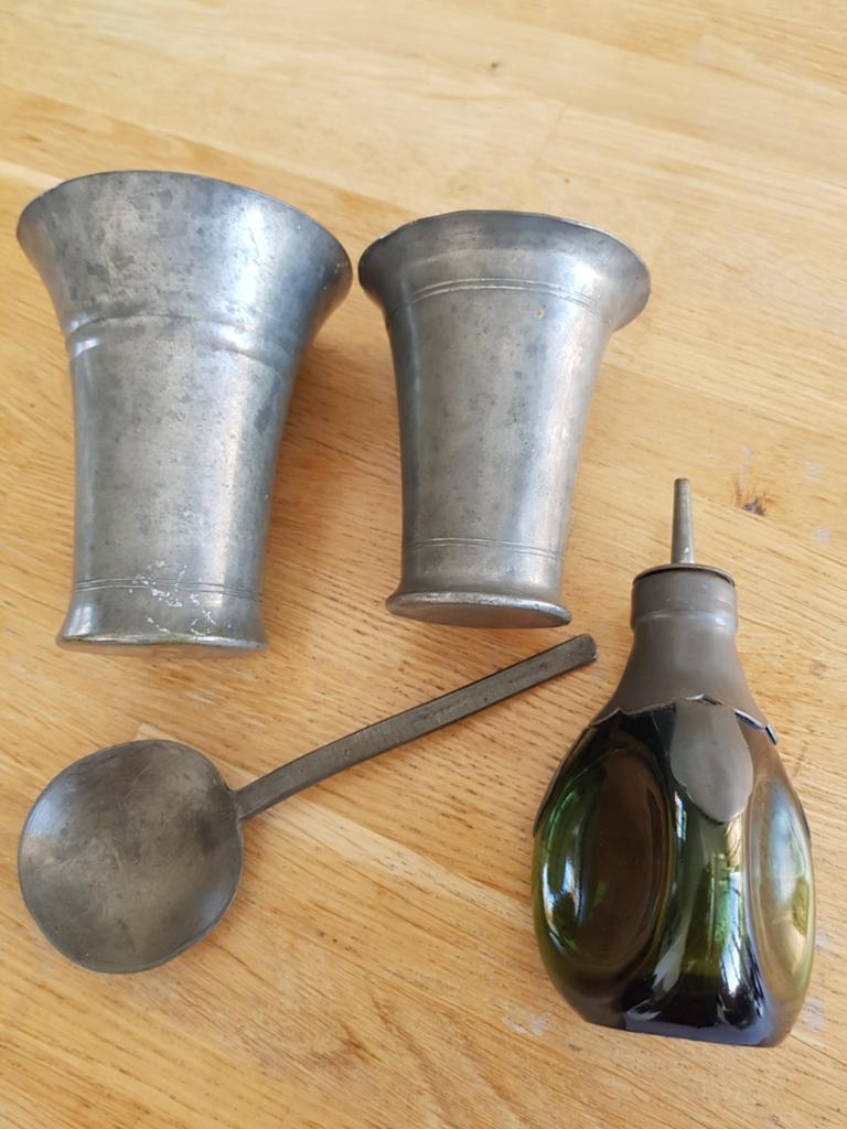 Tin verzameling 4x, Antiek en Kunst, Antiek | Tin, Ophalen of Verzenden