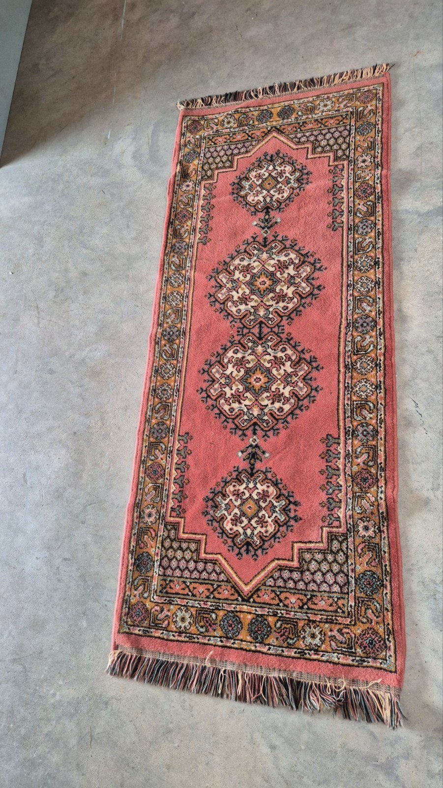 Prachtig Vintage Vloerkleed 176x68 Oud Roze / Terra Roze, Gebruikt, Roze, 150 tot 200 cm, 50 tot 100 cm