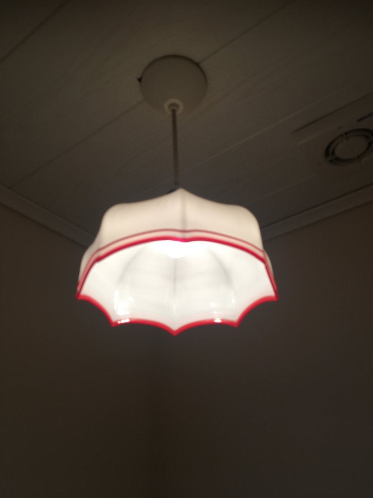 Retro vintage plafond hanglamp wit rood, Ophalen of Verzenden, Gebruikt
