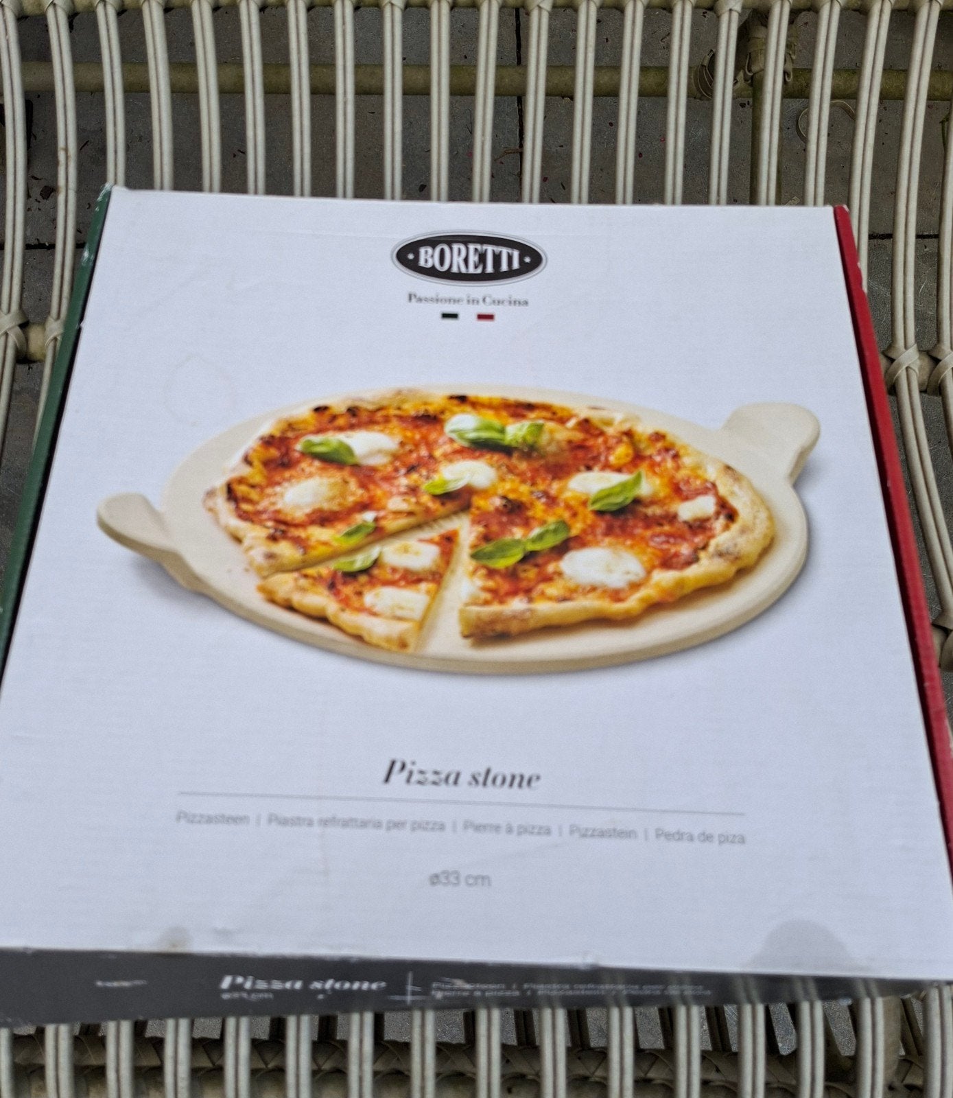 Boretti Pizzasteen - Ø33 cm - 1x gebruikt, Beige, Ophalen of Verzenden, Steen/keramiek, Overige merken