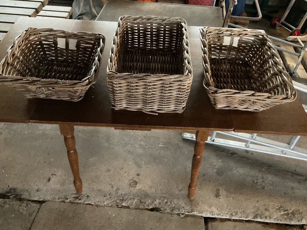 3 rieten manden, Ophalen, Gebruikt, Mand, Riet