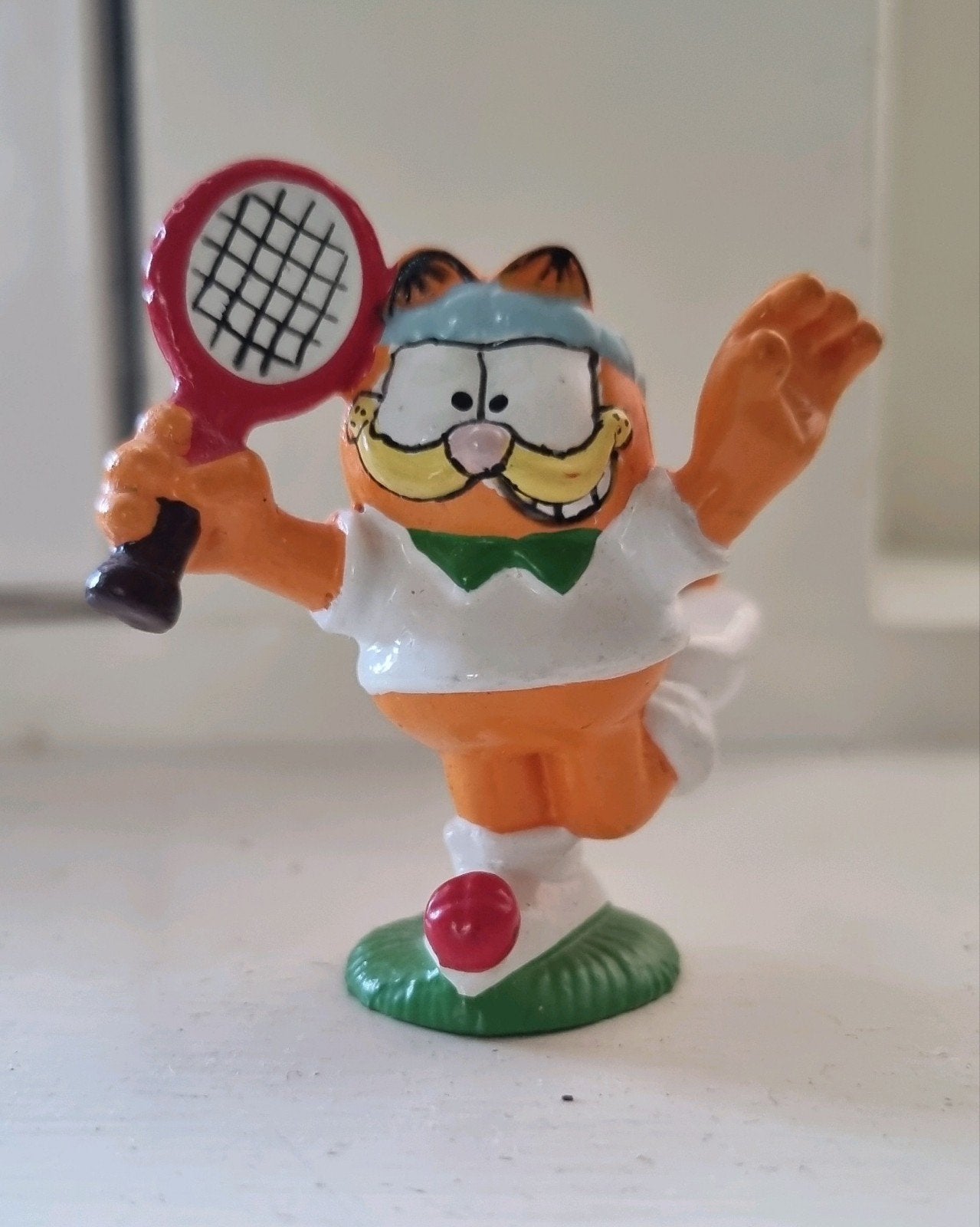 vintage garfield tennisfiguur zgan, Verzenden, Garfield, Zo goed als nieuw, Beeldje of Figuurtje