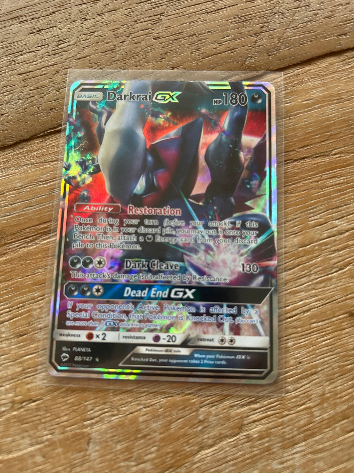 Pokémon Kaart Darkrai GX 88/147 - beetje beschadicht, Hobby en Vrije tijd, Ophalen of Verzenden, Zo goed als nieuw, Losse kaart