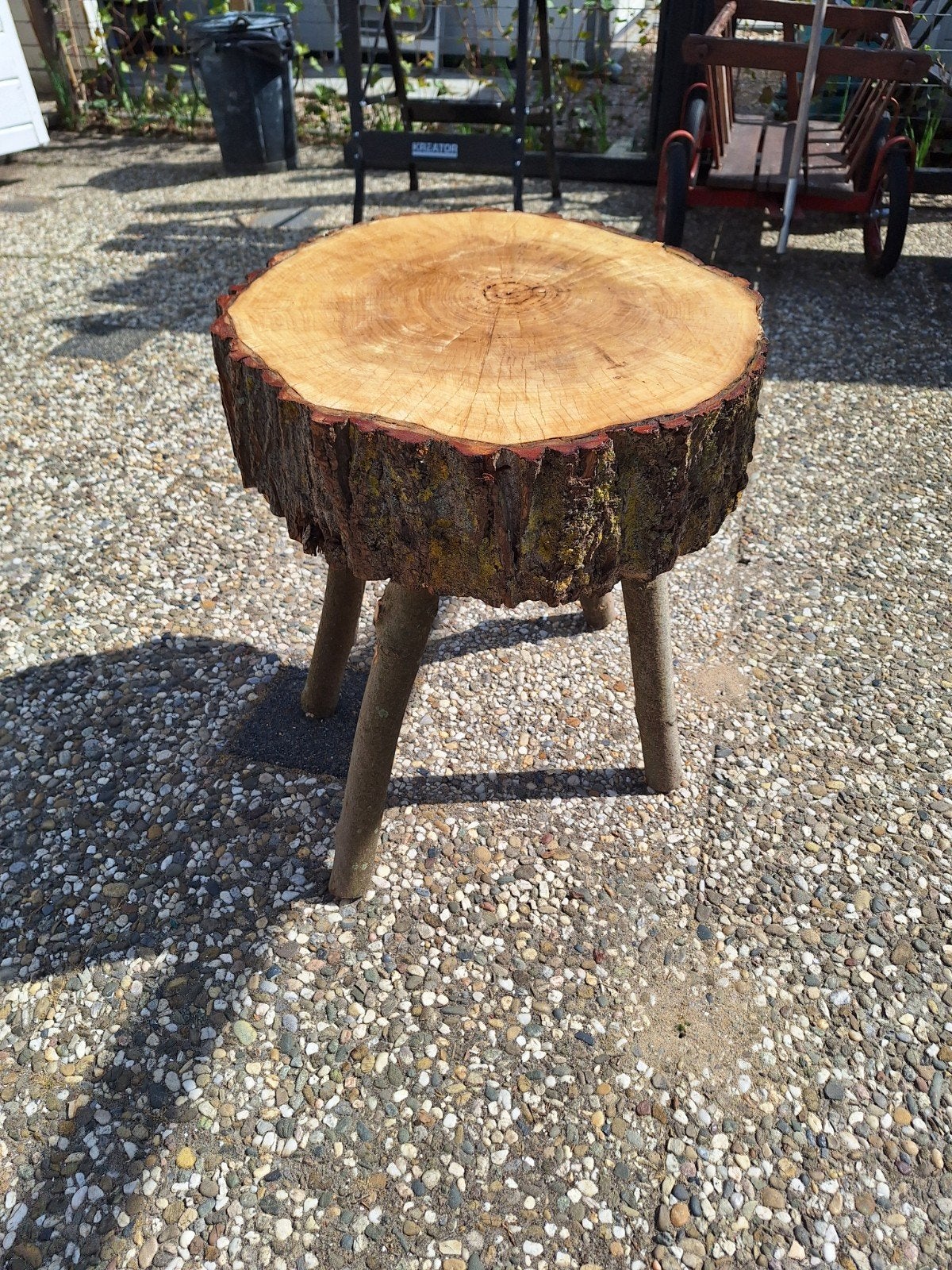 Bijzettafel Sidetable Tuin, Tuin en Terras, Ophalen, Nieuw, Rond, Hout