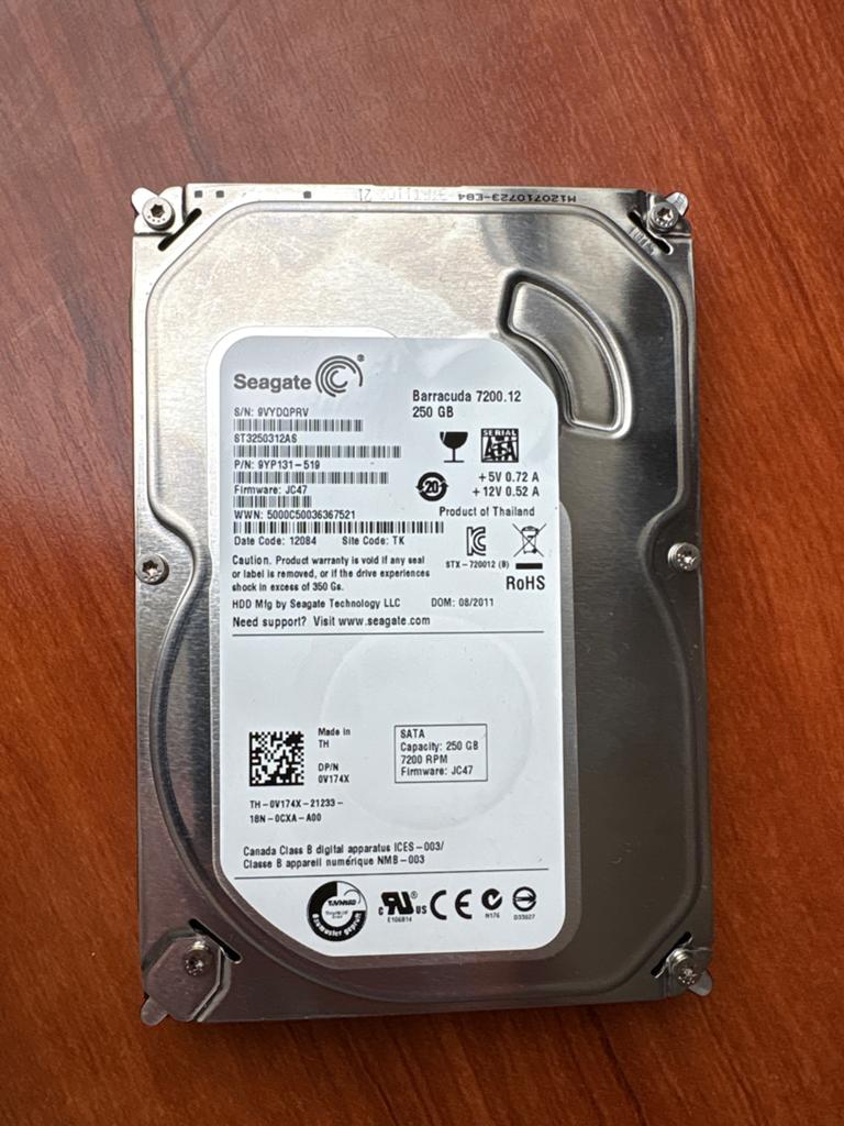 Seagate Barracuda 7200.12 250GB SATA HDD, Ophalen, Intern, Gebruikt, Server