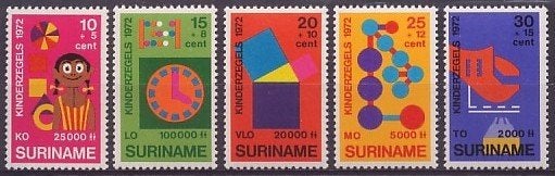 Suriname NVPH nr 586/90 postfris Kinderpostzegels 1972, Ophalen of Verzenden, Postfris