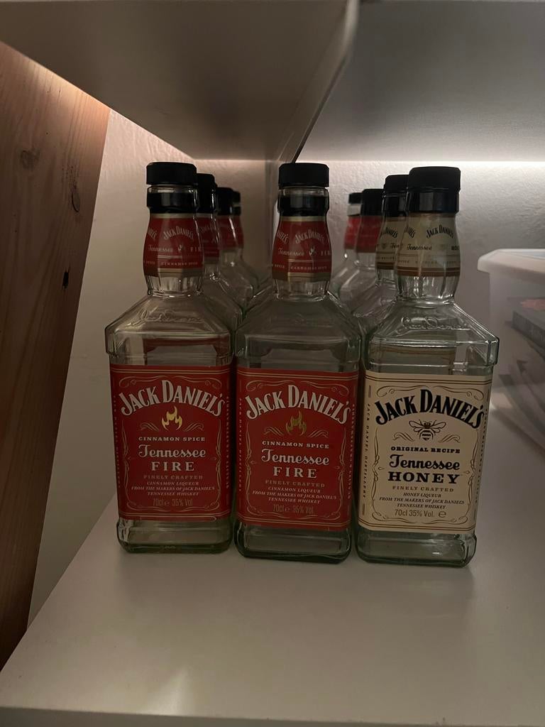 16 Lege Jack Daniel's flessen - Tennessee Fire & Honey, Ophalen, Gebruikt, Overige typen