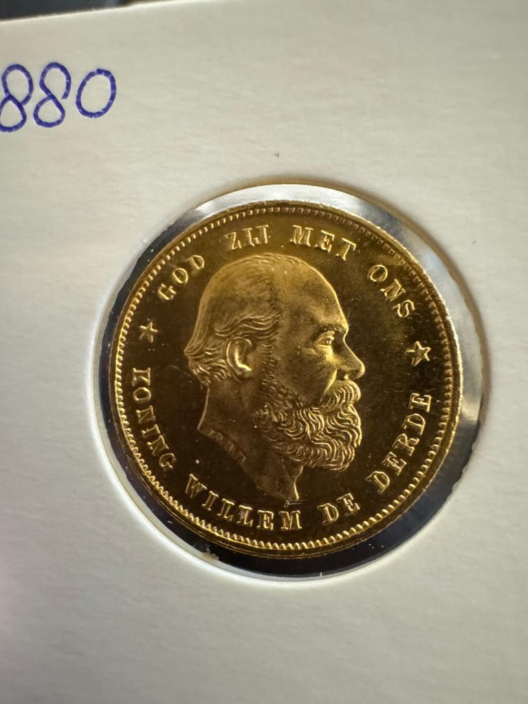 Gouden tientje Gulden Willem III 1880, Koning Willem III, Losse munt, 10 gulden, Goud