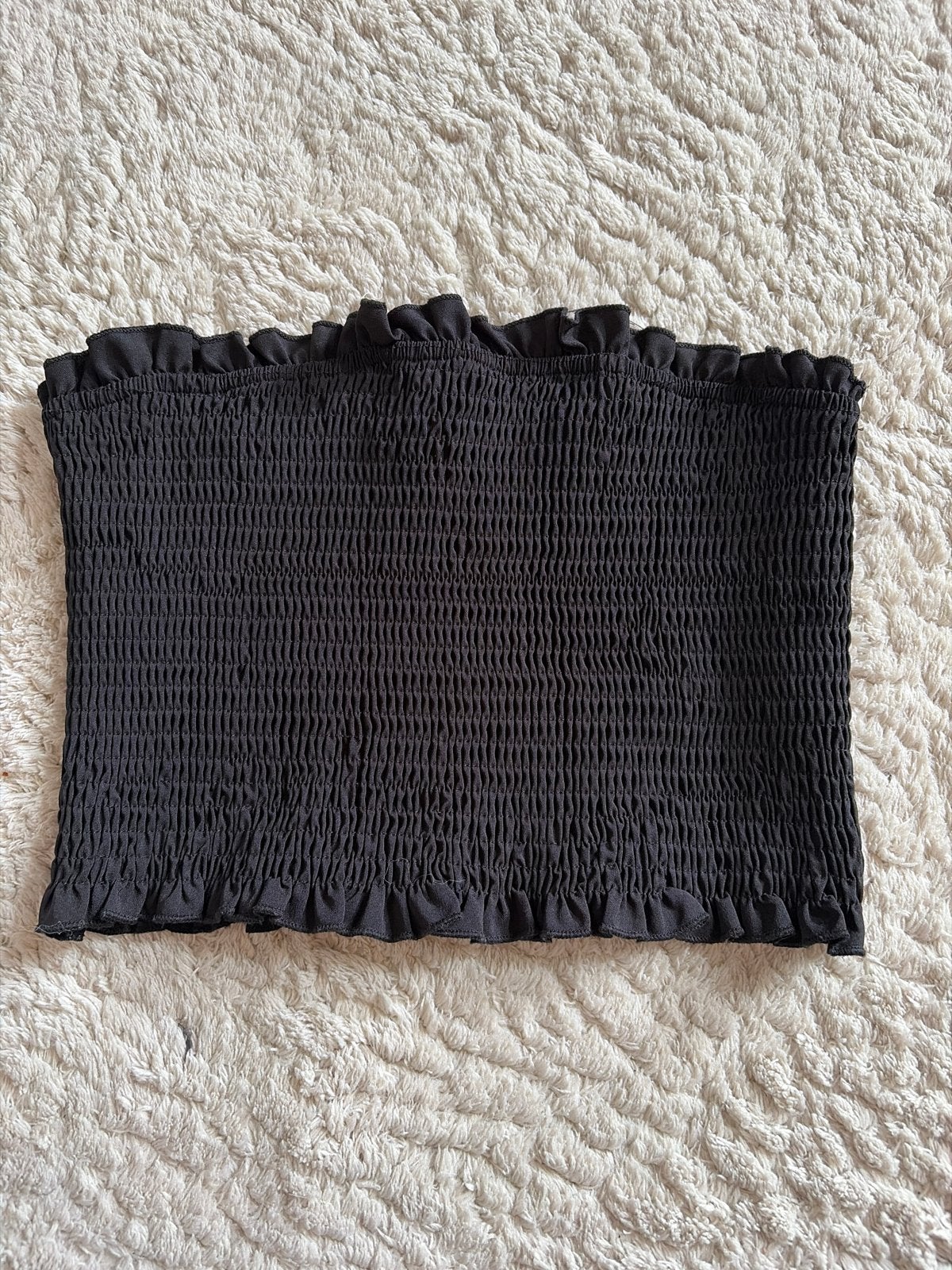 Zwarte geplooide bandeau top, Zwart, Ophalen of Verzenden, Zo goed als nieuw, Maat 36 (S)