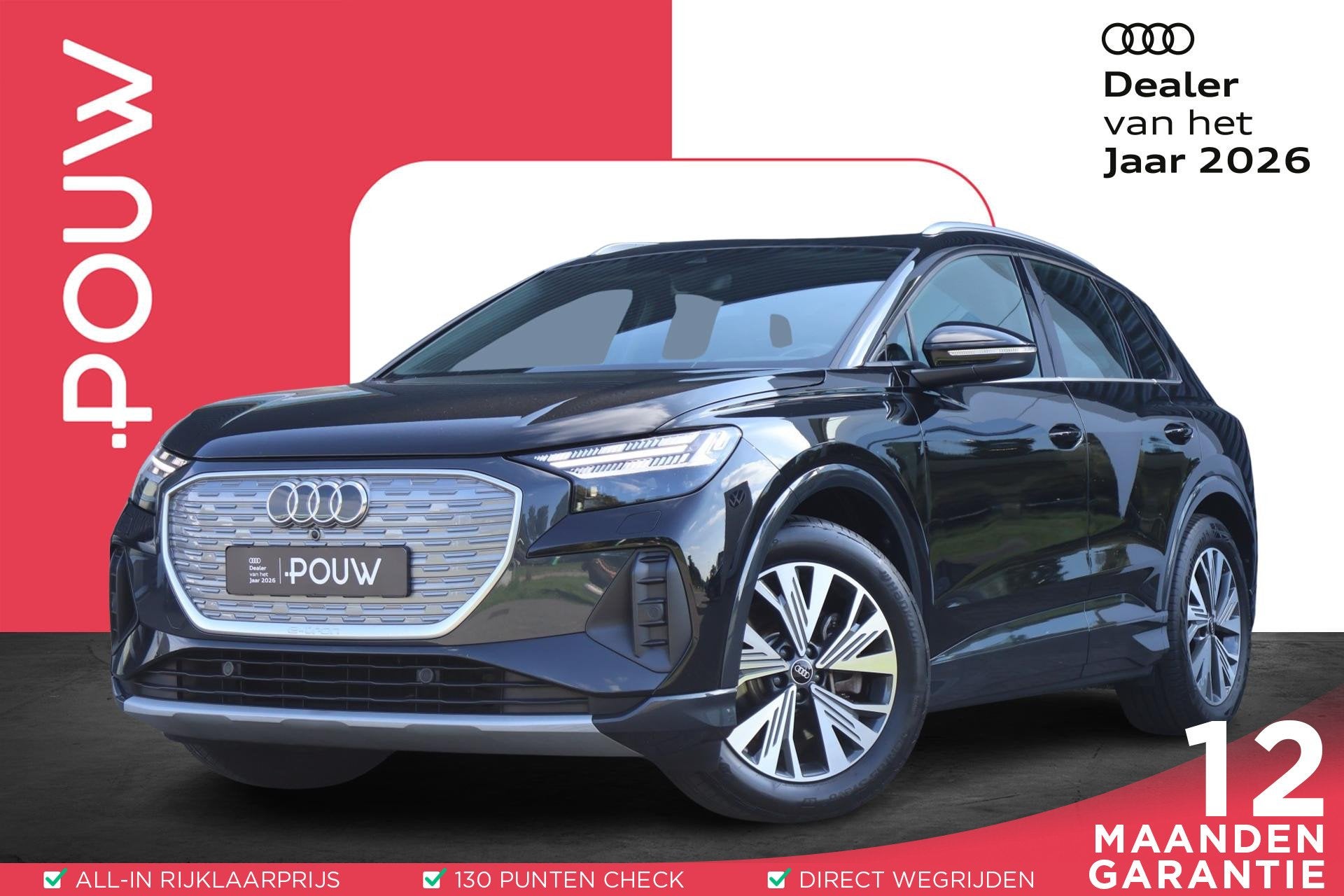 Audi Q4 e-tron 45 265pk quattro Advanced edition 77 kWh | Ma, 12 maanden, Gebruikt, Zwart, Zwart