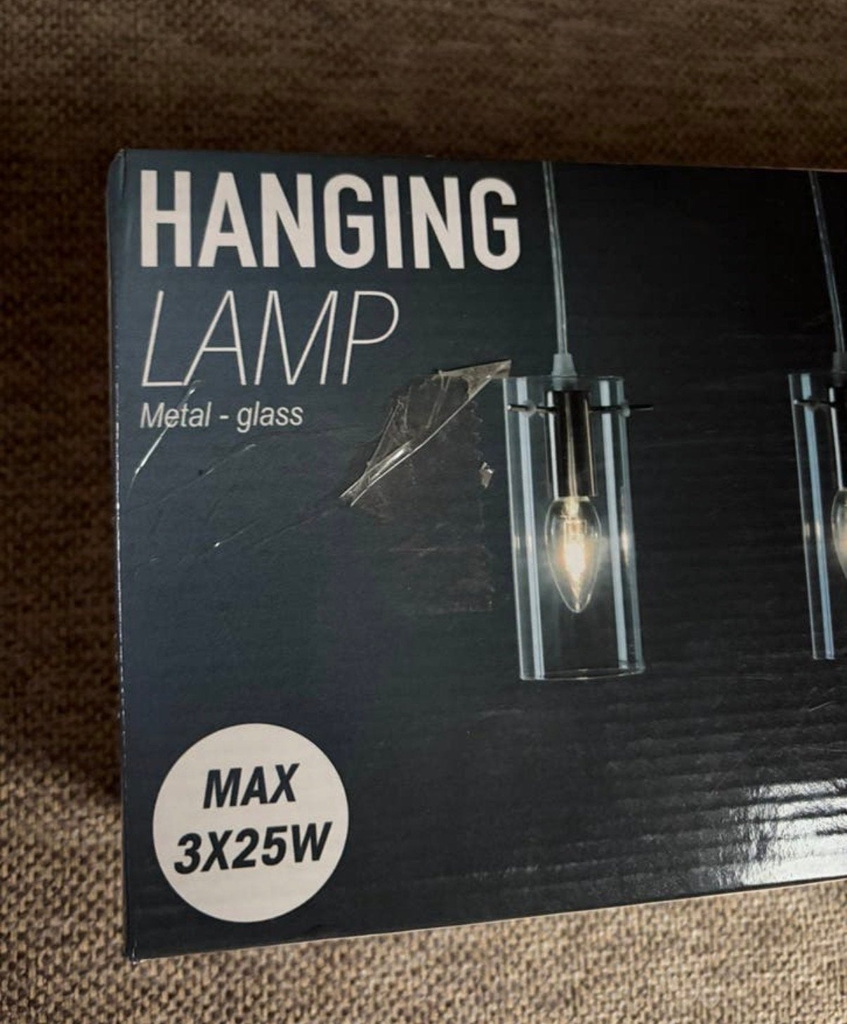 hanglamp - metaal en glas, Ophalen, Nieuw, Glas, E27 (groot)