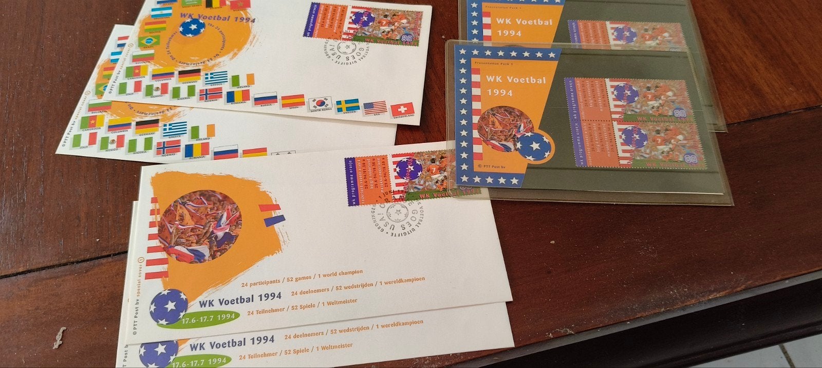 WK Voetbal 1994 Postzegels en Eerste Dag Enveloppen, Ophalen of Verzenden