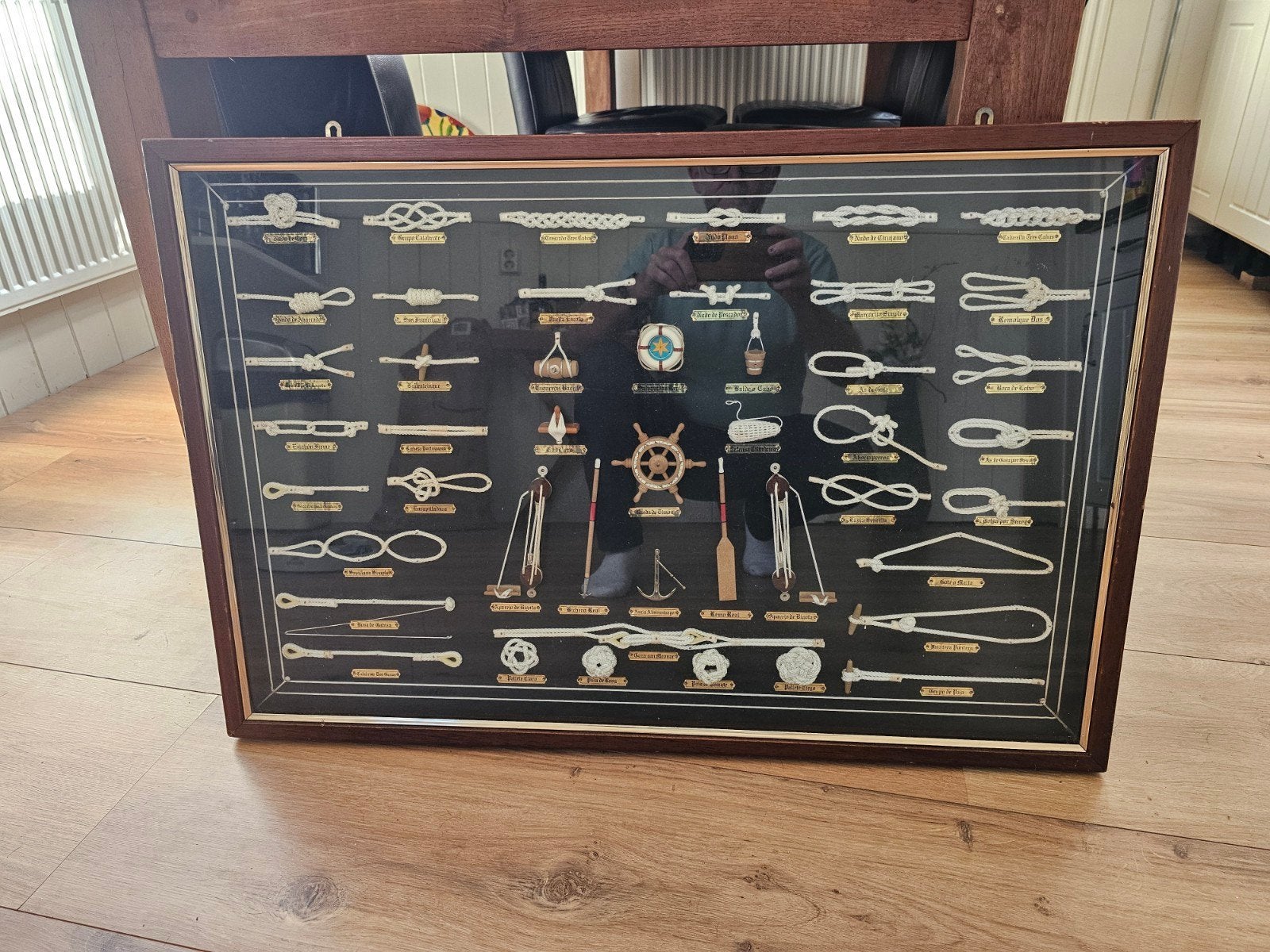 Ingelijste zeemansknoopcollectie - Maritieme decoratie, Antiek en Kunst, Antiek | Overige Antiek, Ophalen of Verzenden