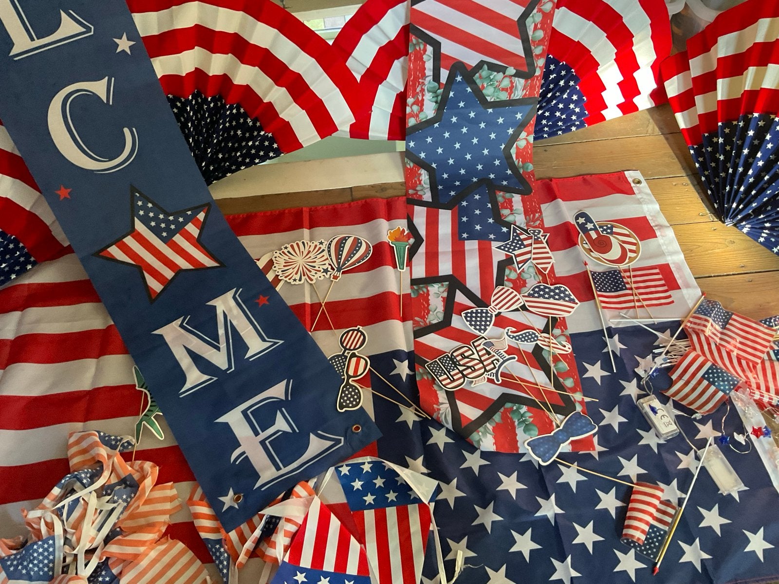 Amerika versiering USA vlag banners, Ophalen of Verzenden, Gebruikt