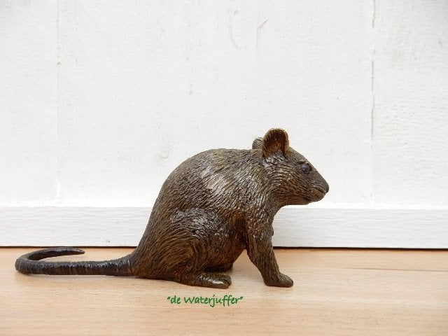 241* Bronzen muis zittend (Boven €75 geen verzendkosten), Tuin en Terras, Ophalen of Verzenden, Nieuw, Overige materialen, Dierenbeeld