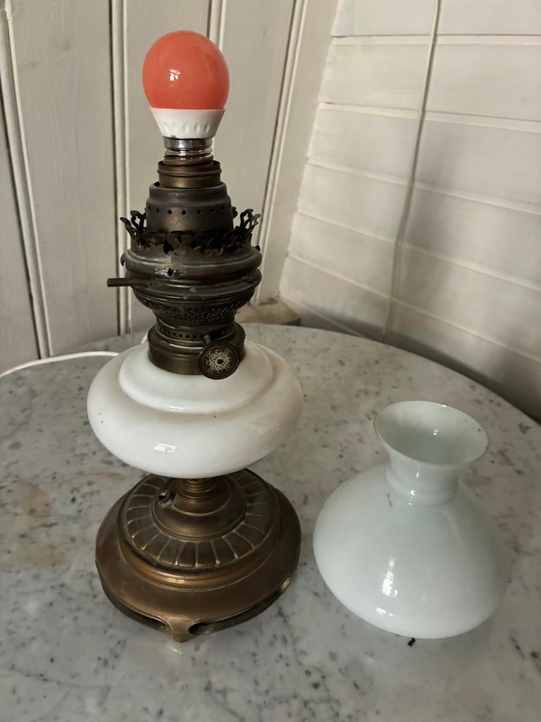 Antiek brocante olielamp., Antiek en Kunst, Antiek | Lampen, Ophalen of Verzenden