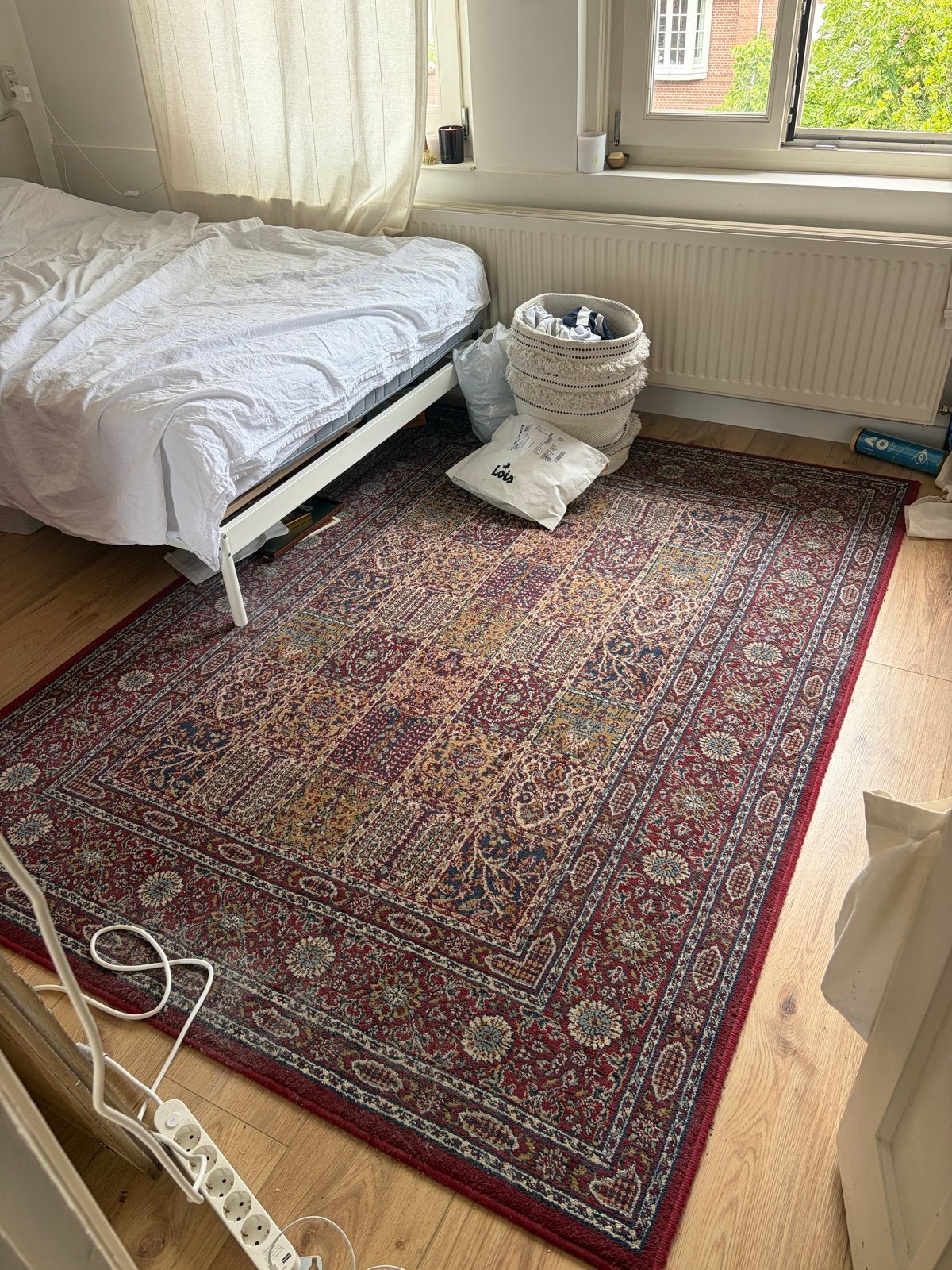Vintage Perzisch tapijt - Rood met patronen, Ophalen, Gebruikt, 150 tot 200 cm, 200 cm of meer