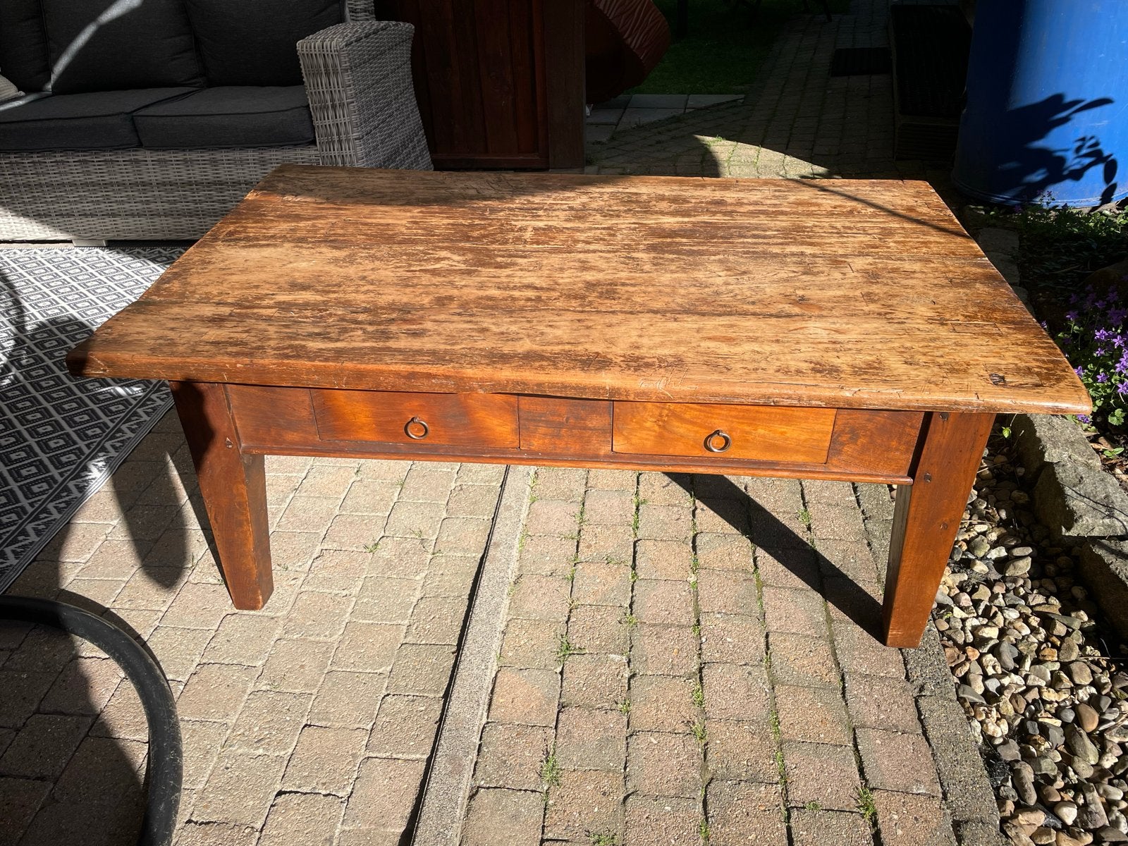 Antieke houten salontafel met warme uitstraling, Ophalen