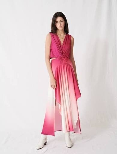 Maje Prachtige roze jurk XS, Kleding | Dames, Jurken, Zo goed als nieuw, Maat 34 (XS) of kleiner, Roze, Onder de knie, Ophalen of Verzenden