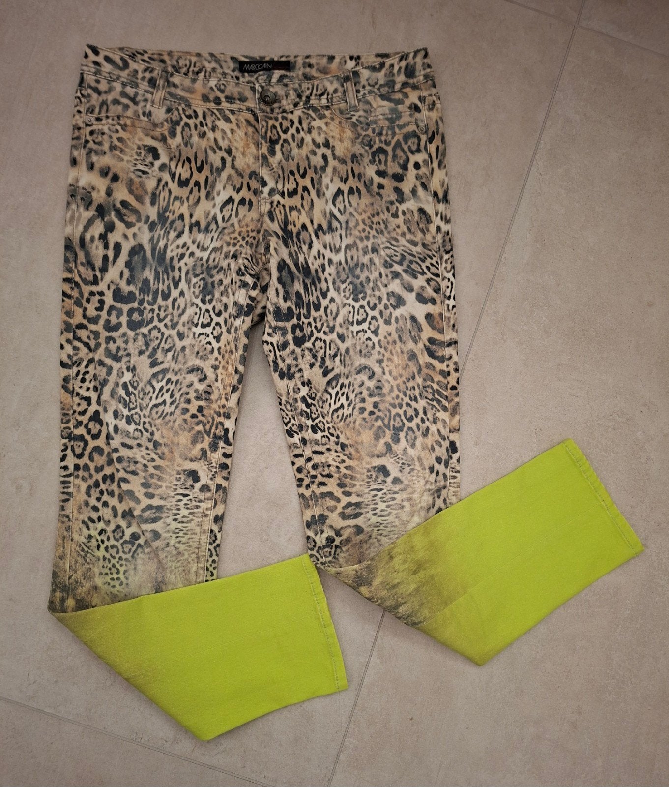 Marc Cain Luipaardprint Jeans met Neon Ombre - Maat 40, Maat 38/40 (M), Marc Cain, Meerkleurig, Ophalen of Verzenden