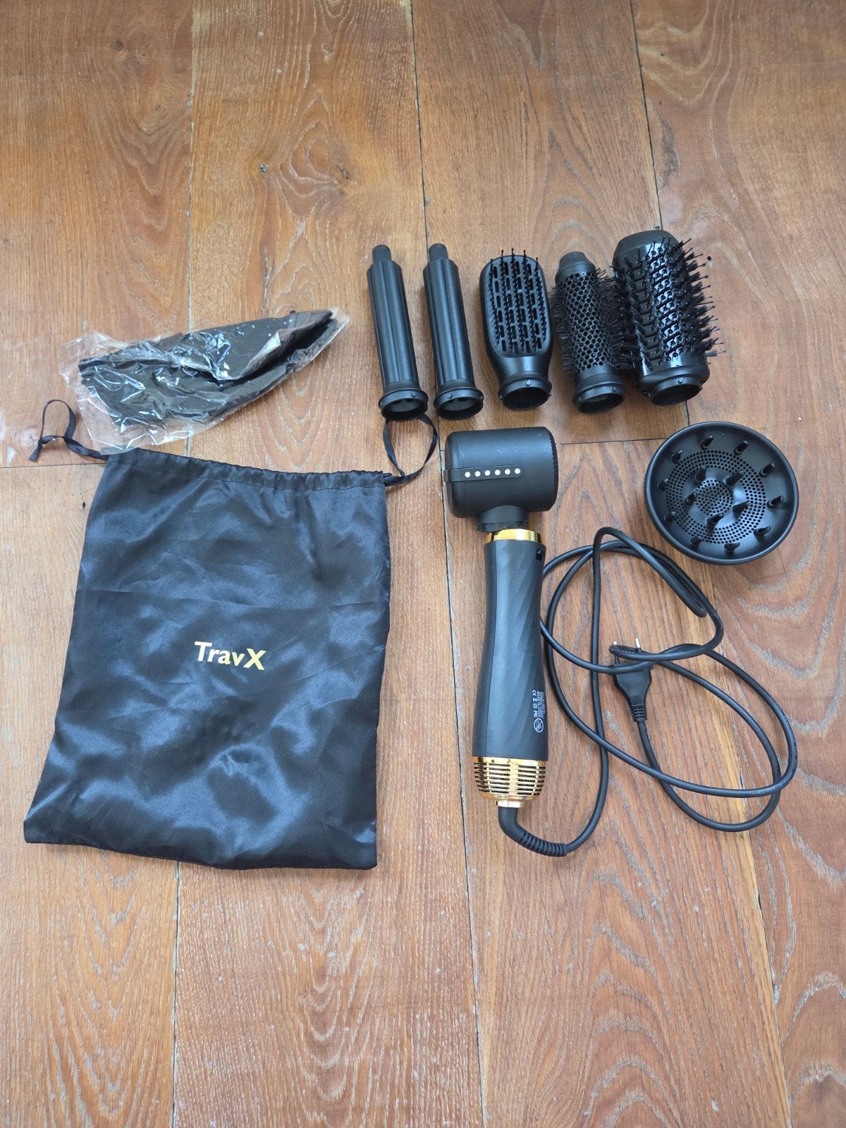 TravX 5-in-1 Haarstyling Set - Föhn, Krultang, Borstel, Ophalen of Verzenden, Zo goed als nieuw, Haarverzorging