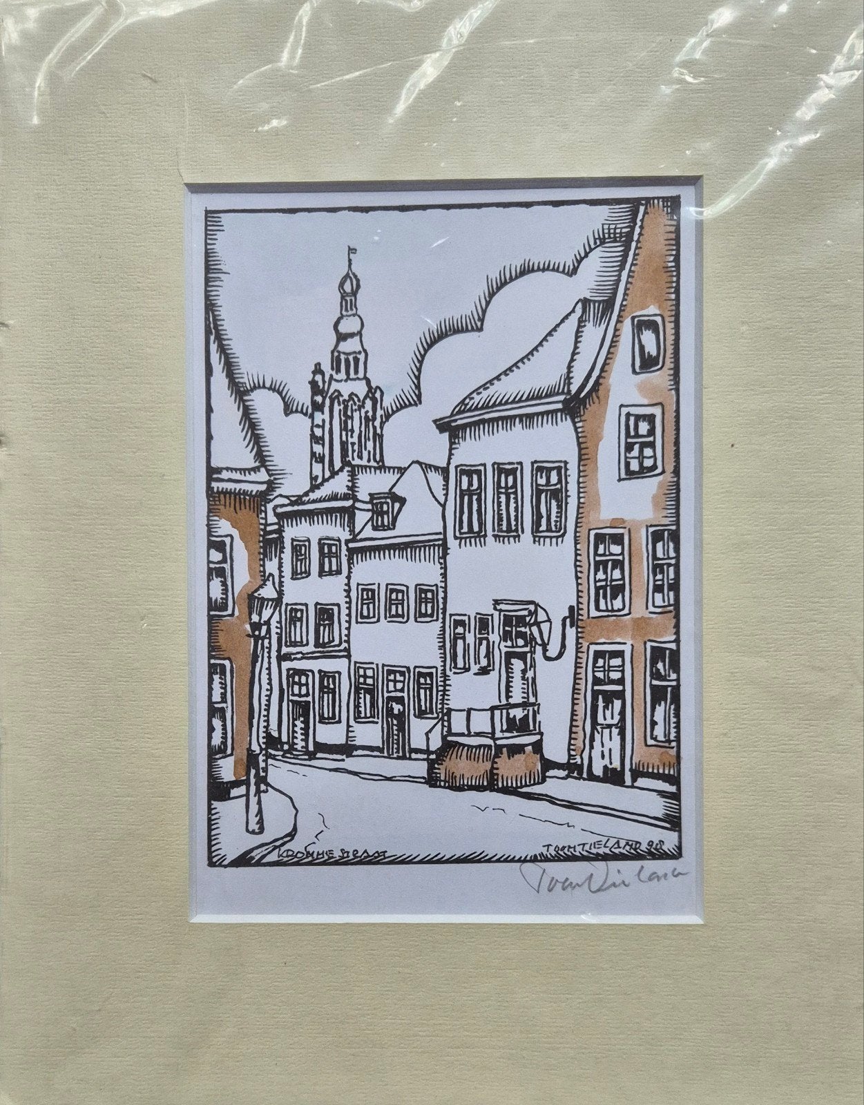 Litho Toon Tieland - Krommestraat, Antiek en Kunst, Kunst | Litho's en Zeefdrukken, Gesigneerd, Ophalen of Verzenden, Landschappen