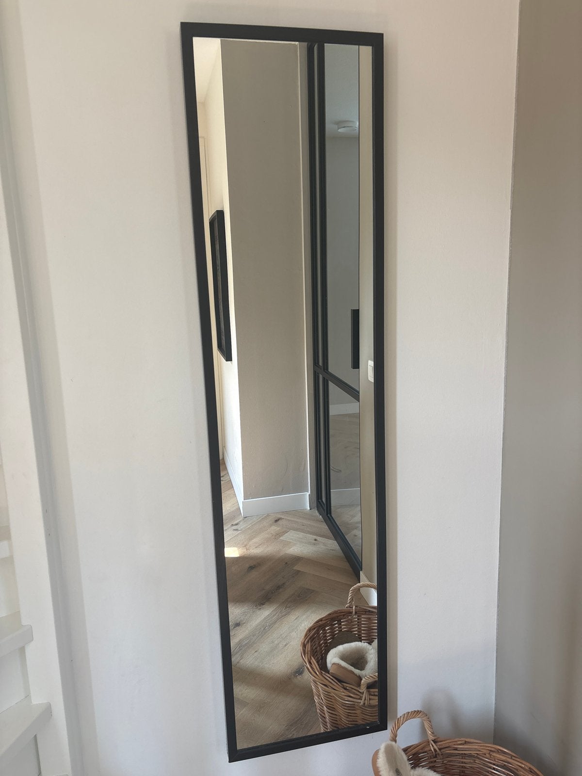 Ikea Spiegel met zwart frame, Ophalen, Minder dan 50 cm, Gebruikt, 200 cm of meer