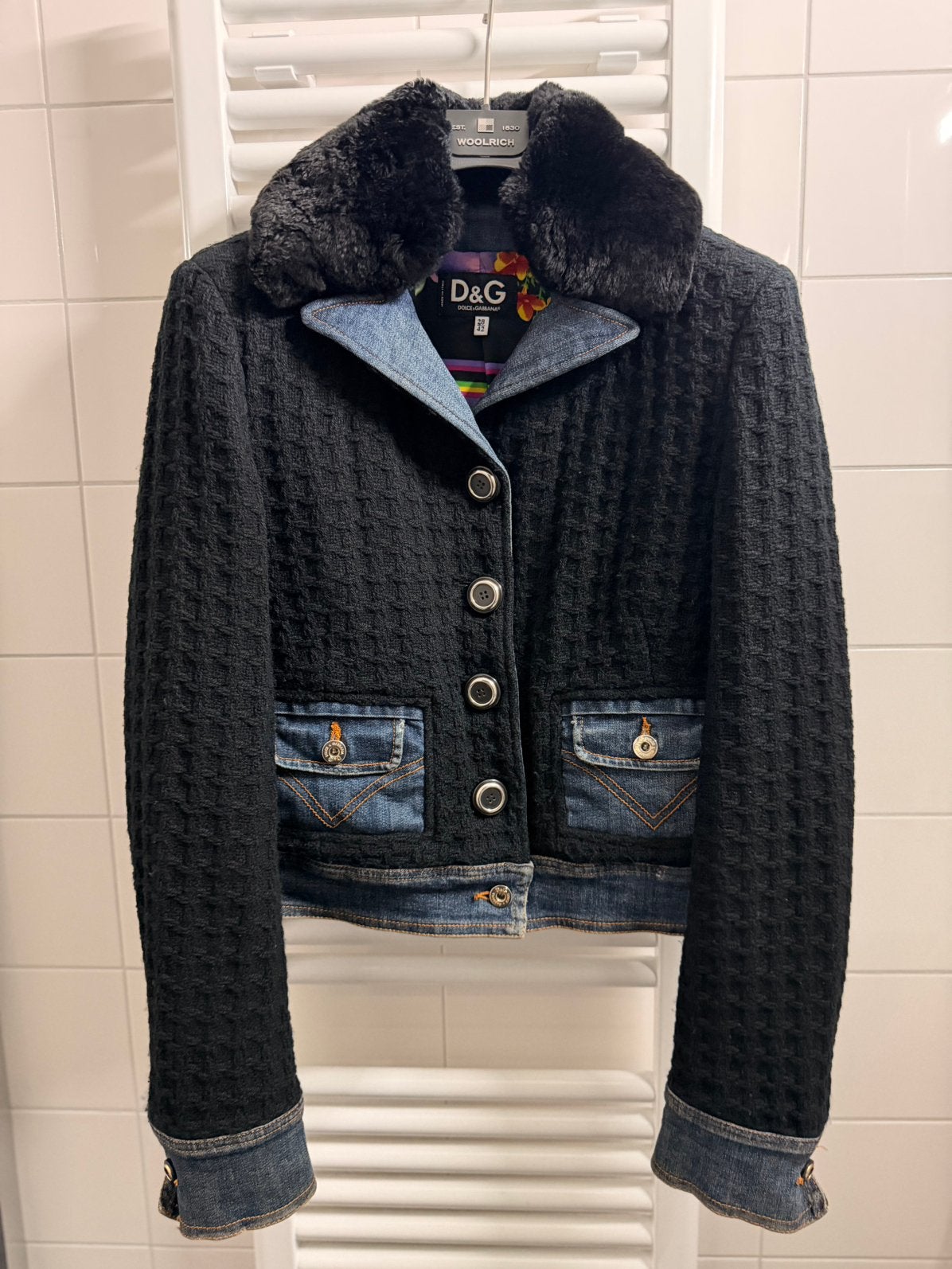 Dolce & Gabbana - wool jacket with removable fur collar, Ophalen of Verzenden, Gedragen, Maat 36 (S), Meerkleurig