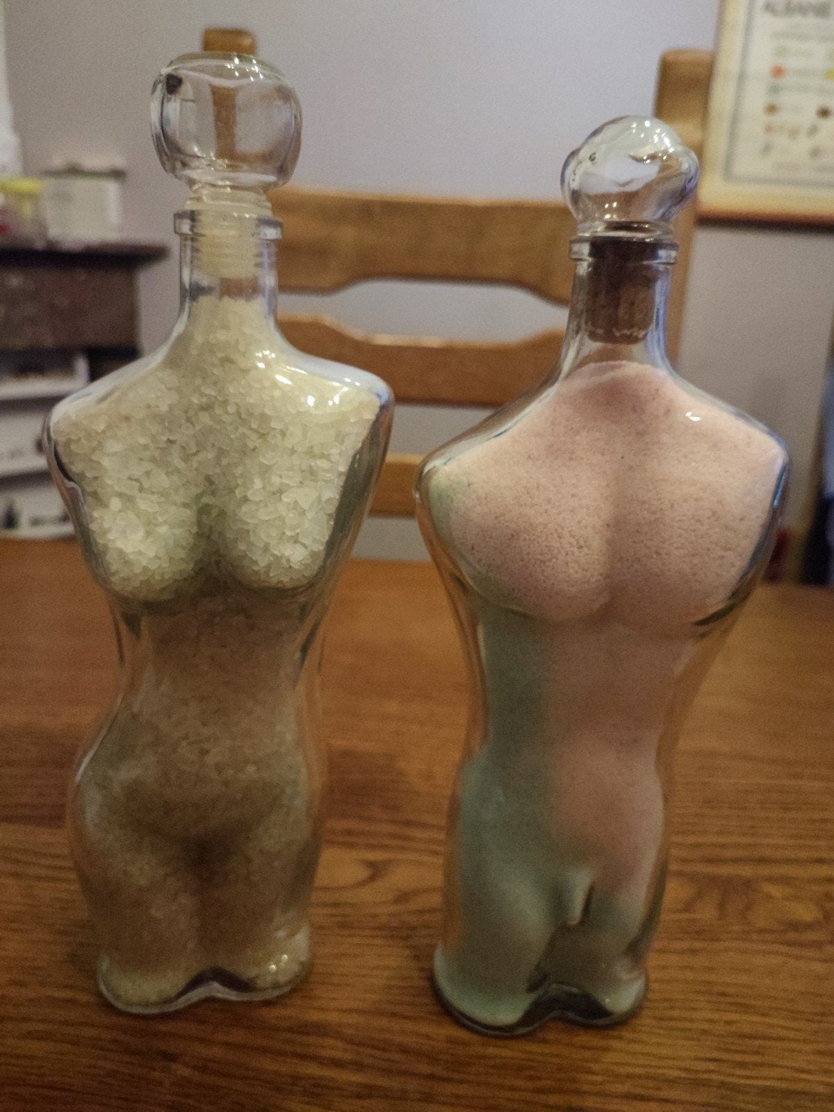 2 glazen figuren met badzout., Ophalen of Verzenden, Zo goed als nieuw, Overige typen