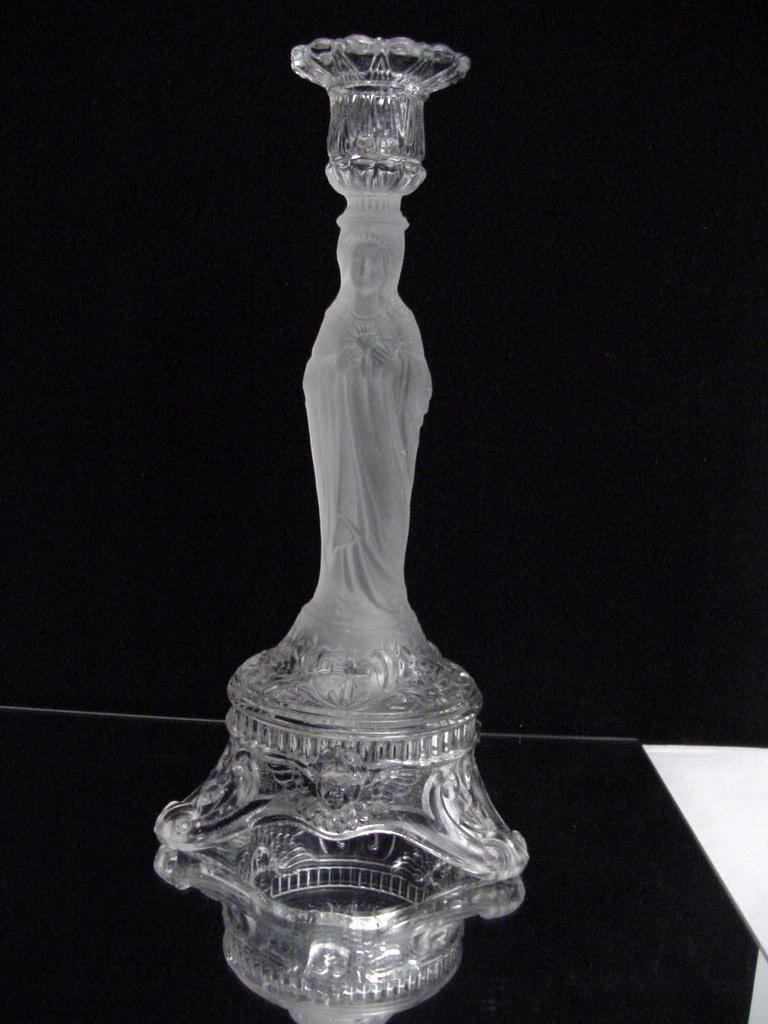 antieke glazen kandelaar Maria, Ophalen of Verzenden, Glas