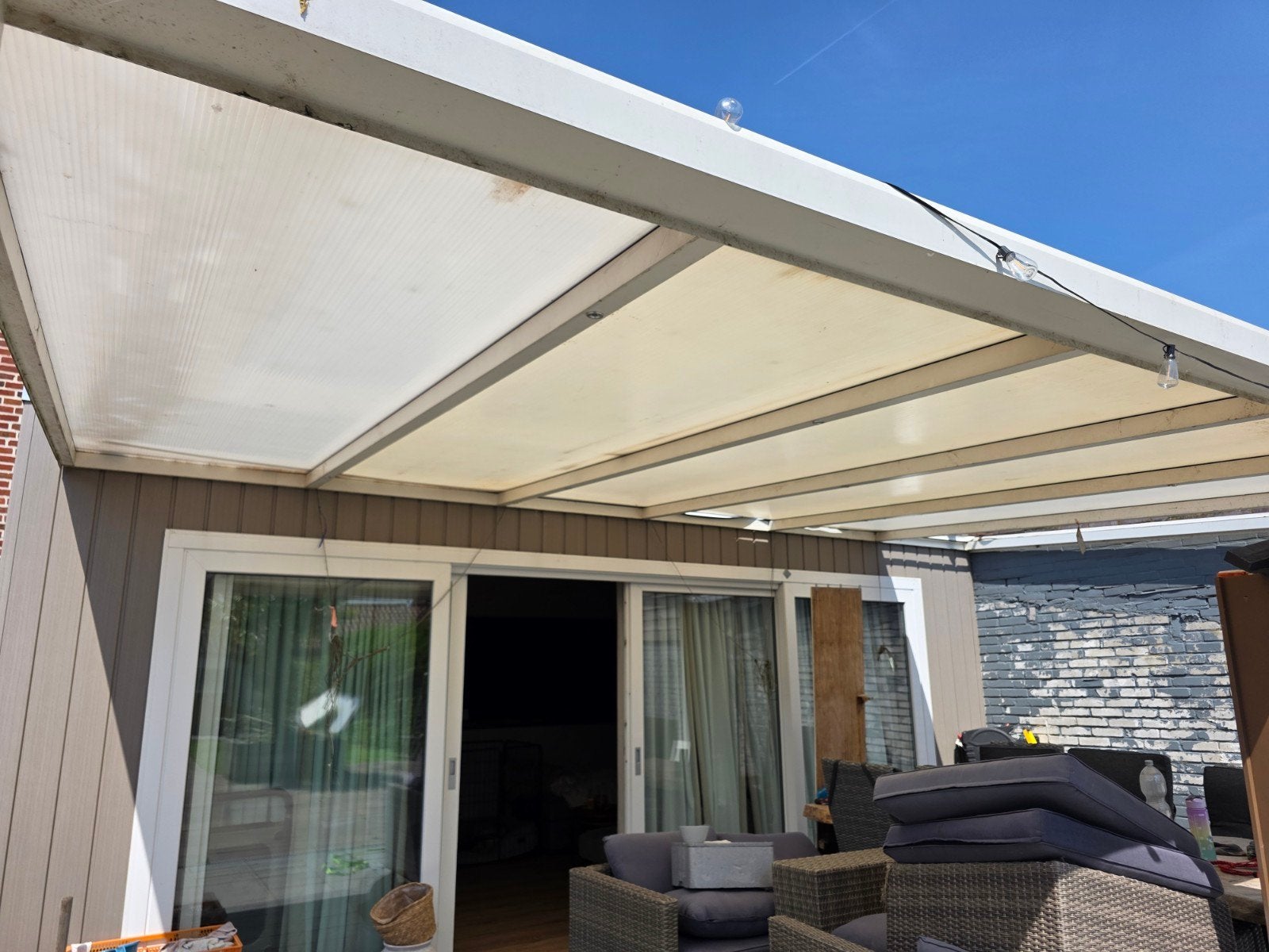 Aluminium overkapping 6.5x 3.5m met polycarbonaat platen, Ophalen, Gebruikt, Veranda