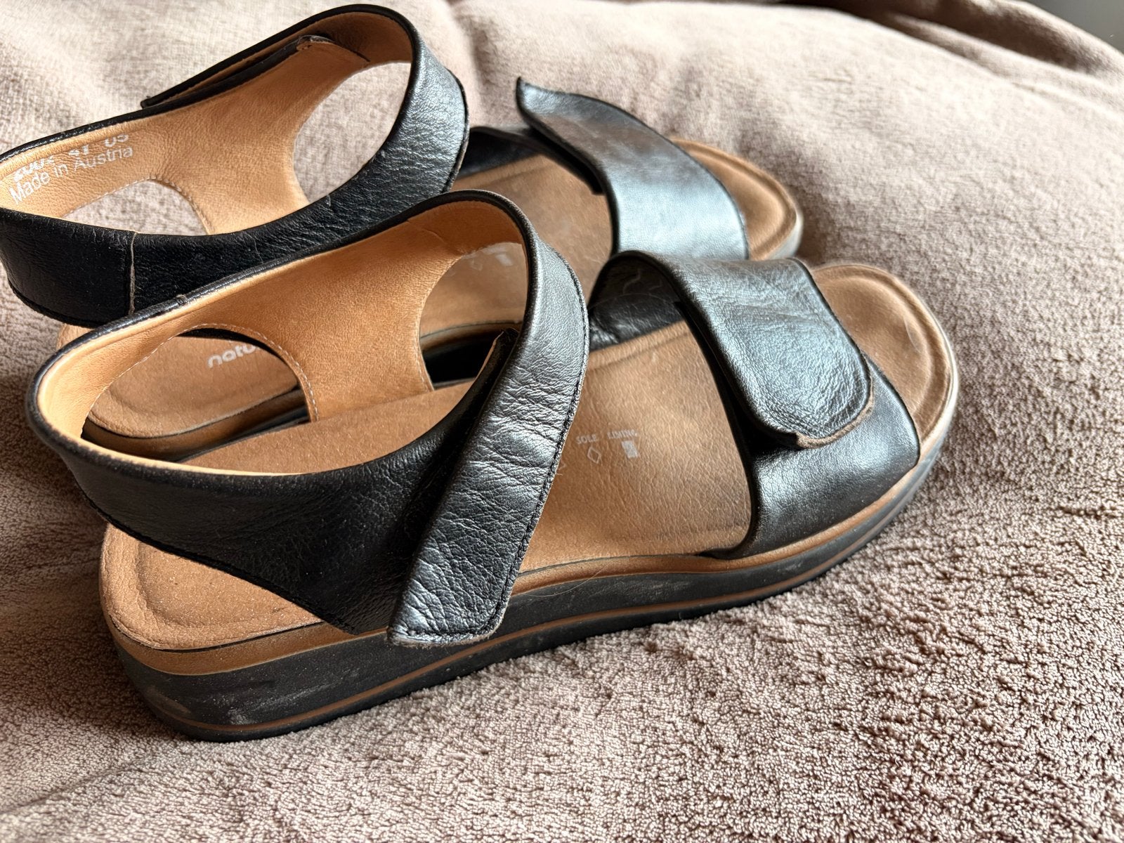 Hartjes Natural Sandalen - Zwart Leer - Maat 41, Ophalen of Verzenden, Zo goed als nieuw, Zwart, Sandalen of Muiltjes