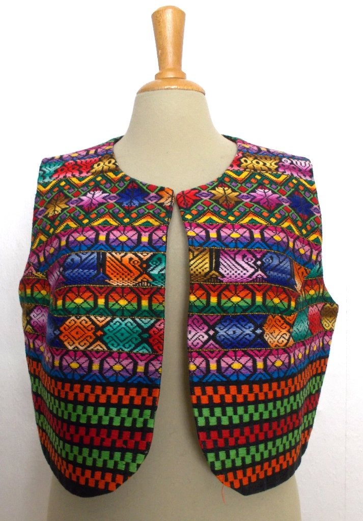 Folklore/Aztec/Peru/Inca fleurig borduursels gilet! M/L, Maat 38/40 (M), Zo goed als nieuw, Zonder mouw, Meerkleurig