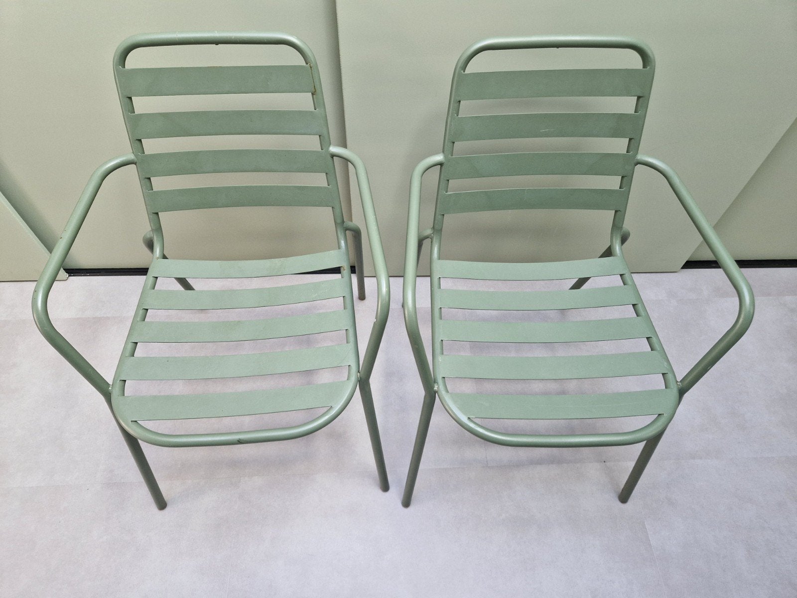 Metalen gepoedercoate tuinstoelen - Kwantum, Tuin en Terras, Ophalen, Gebruikt, Metaal