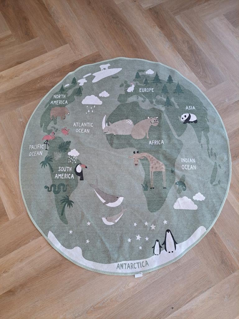 Rond Vloerkleed Wereldkaart Kinderkamer, Ophalen of Verzenden, Gebruikt