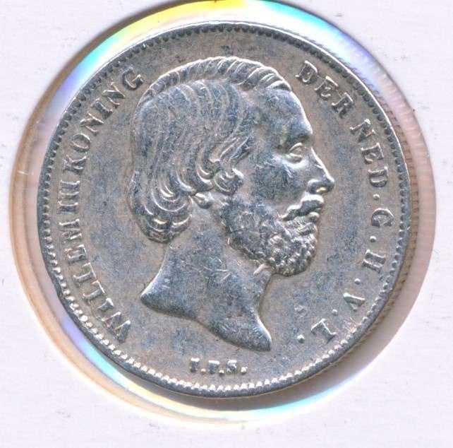 Nederland halve gulden 1859 Willem 3, ½ gulden, Koning Willem III, Zilver, Ophalen of Verzenden
