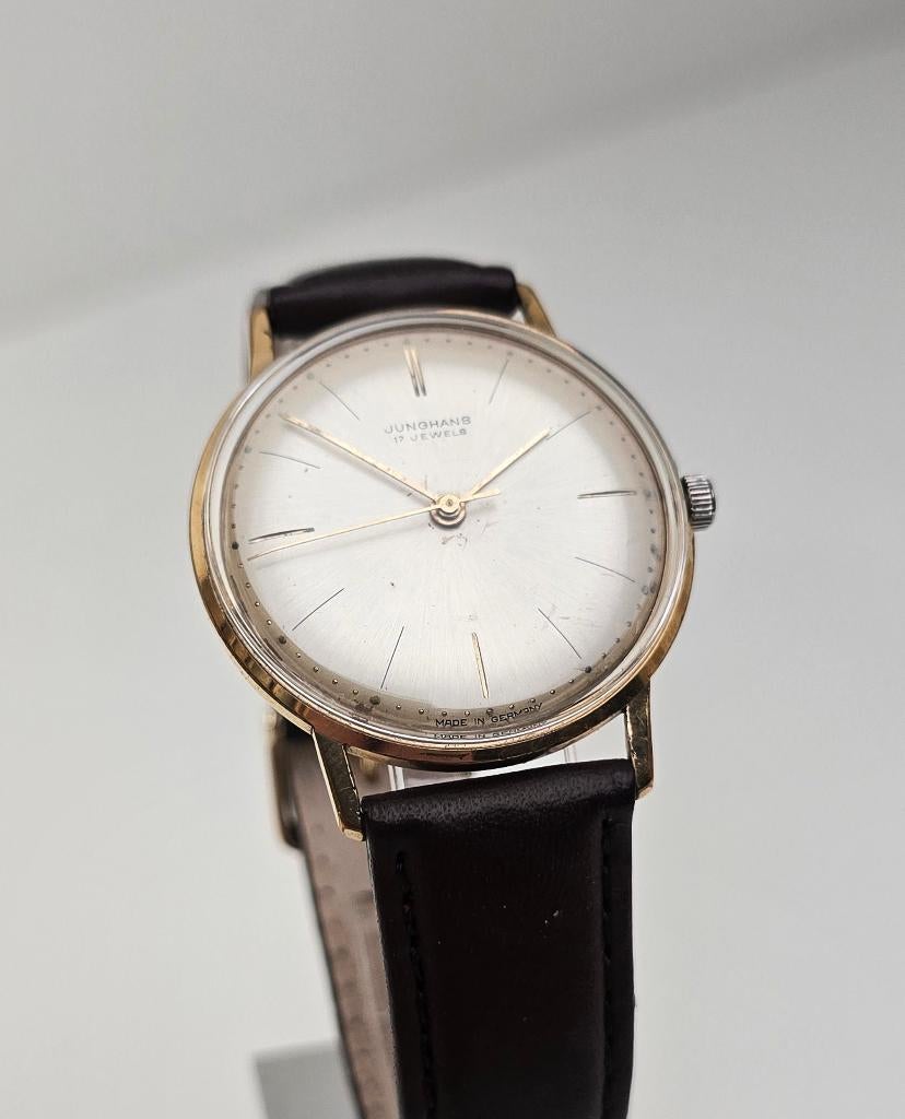 Junghans jaren 60 Bauhaus stijl mechanisch heren horloge, Overige merken, Overige materialen, Polshorloge, Ophalen of Verzenden